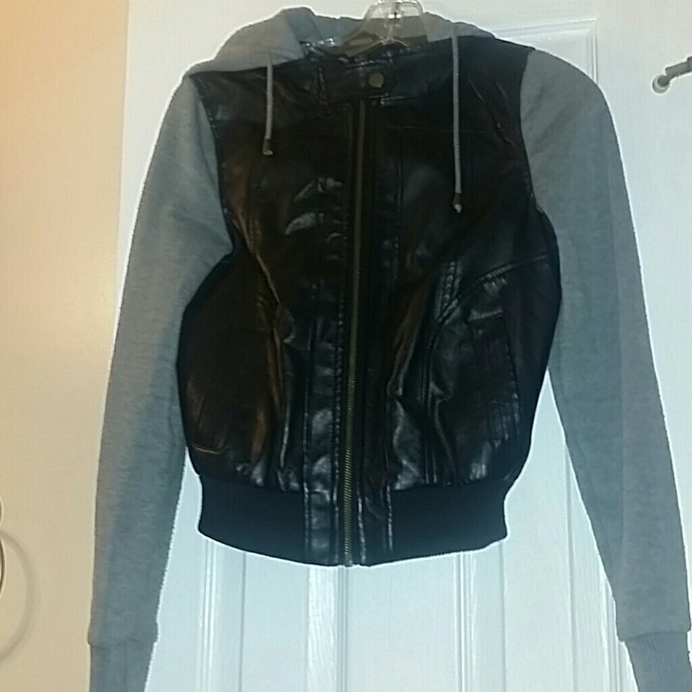 Junior, Jacket Black and Grey with Hoodie, S